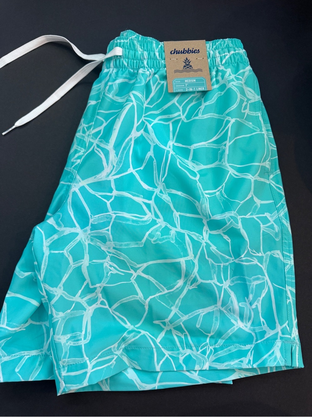 NWT Chubbies Mint Green and Blue Men's Swim Shorts Size Medium 7” - Picture 2 of 11